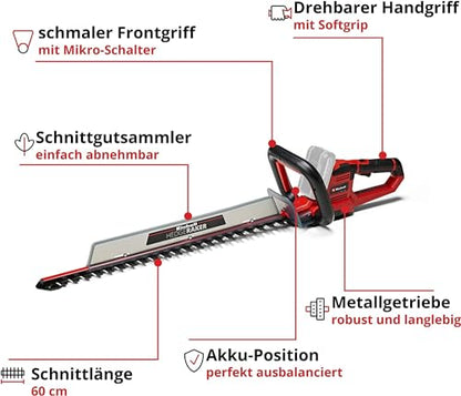 Einhell Akku-Heckenschere GE-CH 18/60 Li-Solo Power X-Change (18 V, 60 cm Schnittlänge, 22 mm Zahnabstand, drehbarer Handgriff, inkl.