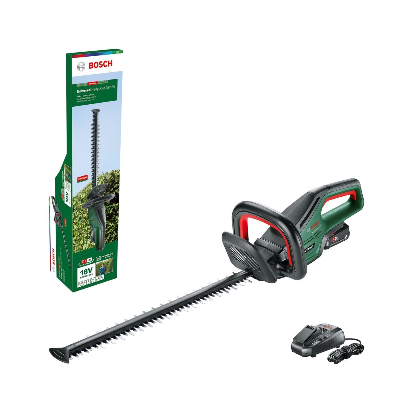 Bosch Akku-Heckenschere UniversalHedgeCut 18V-50 (1 Akku 2,5 Ah, 18-Volt-System, Messerlänge 50 cm, im Karton)