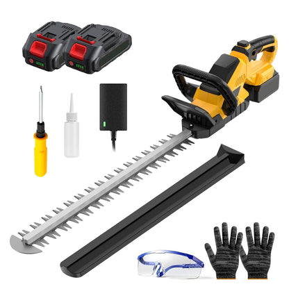 Akku Heckenschere, 20000RPM Elektrische Heckenschere mit 2x21V 2000mAh Akku&70min Laufzeit, 56cm Schnittlänge,19mm Zahnabstand, Ergonomischer Griff
